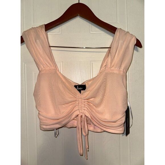NWT Lulus Pink Crop Top W/Rouching. Size Large - Picture 1 of 10